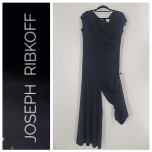 Joseph Ribkoff Short‎ Sleeve Crossover Front Cropped Jumpsuit Size 12 Black New
